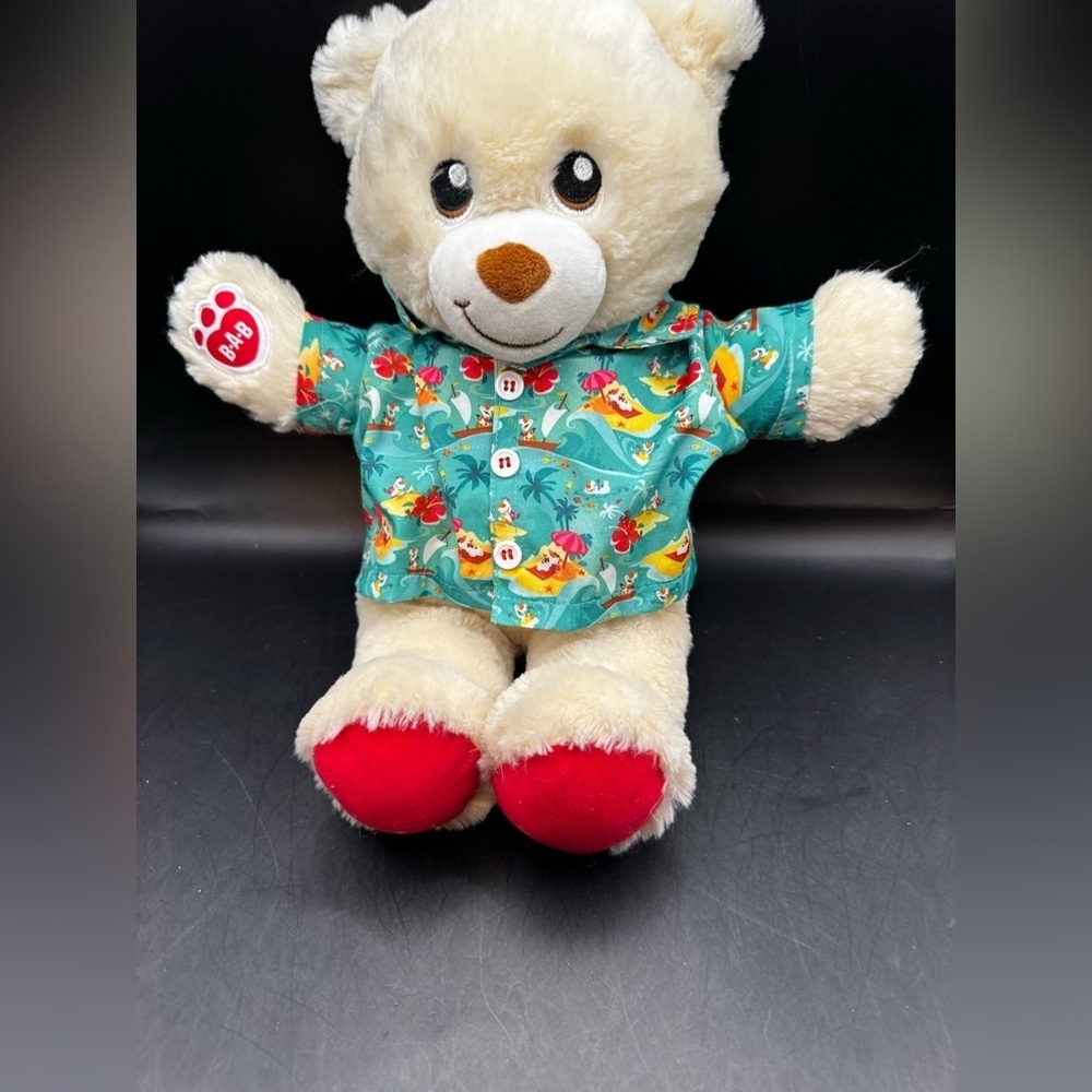 Build a Bear Teddy Bear Hawaiian Clothes Stuffed Animal Cream Classic 17" Plush